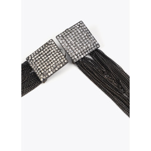 Orecchini Quadrati Cristalli e Nappine