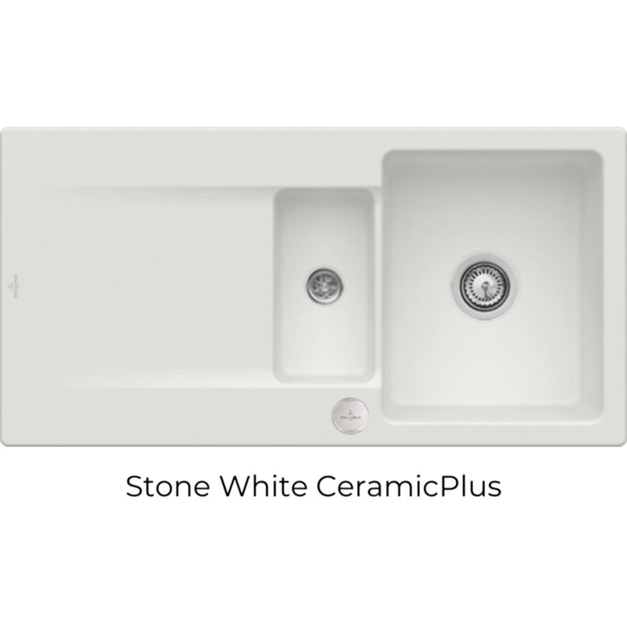 Evier 1 bac 1/2 Siluet 60 R Stone White CeramicPlus avec vidage manuel