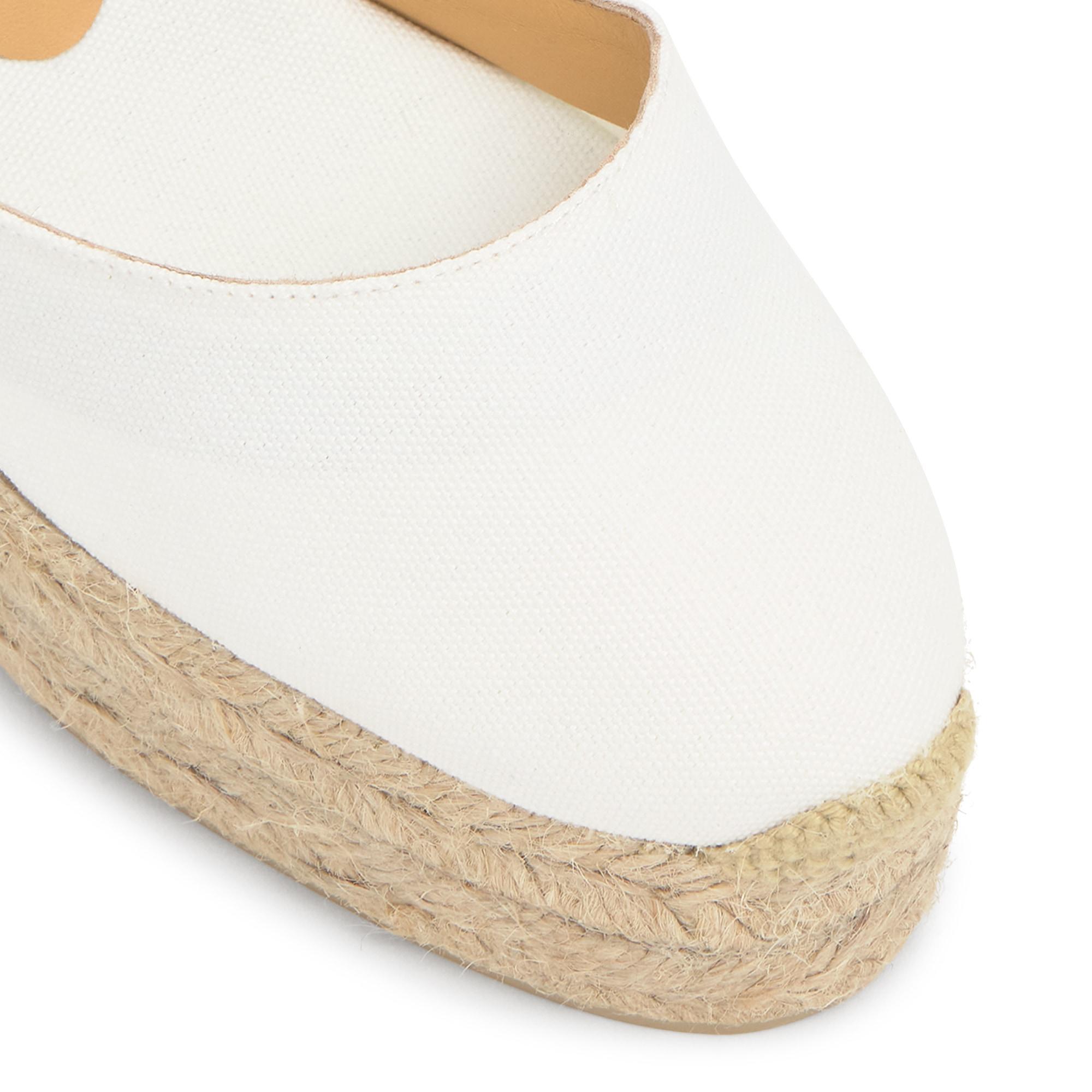 Alpargata de cuña 8 cm en lona de algodón con talonera trenzada y pulsera al tobillo