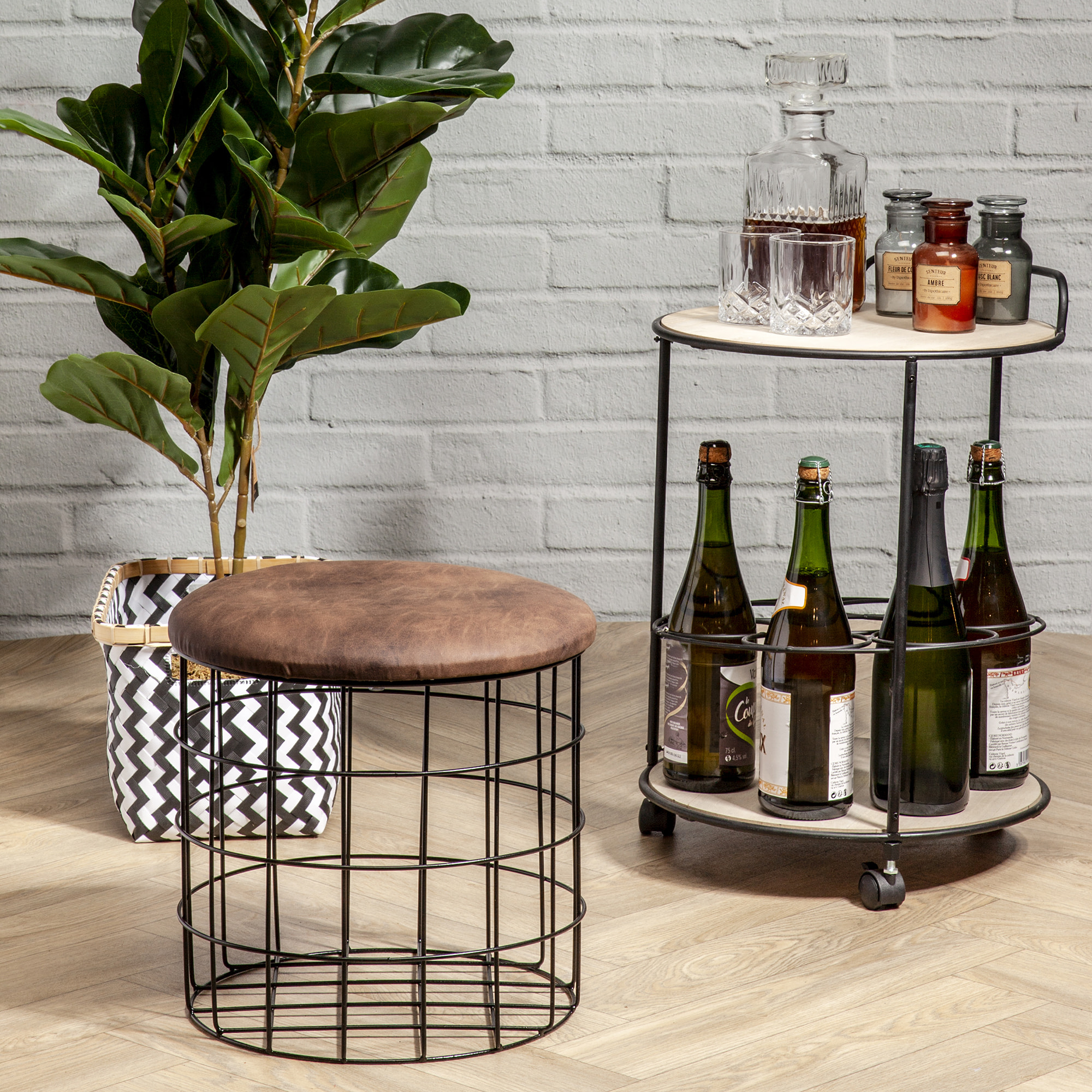 Desserte Porte Bouteille 37x37x60cm