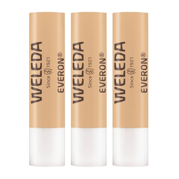 WELEDA - Trio Soin des Lèvres Everon - Protège et nourrit -  Certifié Natrue** - Tube 4,8 g  x 3