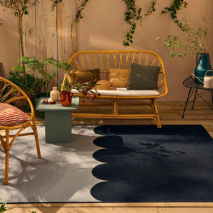 RIVIERA - Tapis intérieur/extérieur à motif festonné bleu