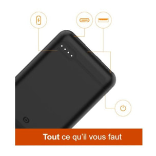 Batterie externe ESSENTIELB PowerBank 10000 MAH USBC NOIR compatible iPhone 16 15 14 13 12 Pro Max Samsung iPad Pro