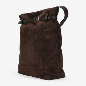 Bolso de hombro marrón con cinturón