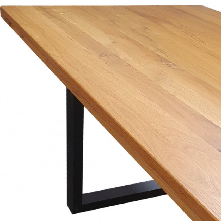 Table de repas en chêne massif avec piètement métal L180cm - QUÉBEC