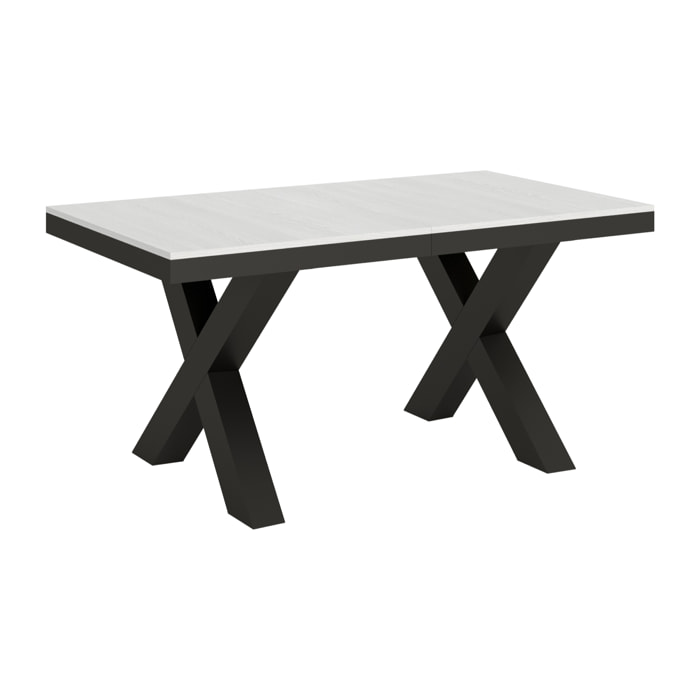 Table extensible 90x160/420 cm Traffic Evolution Frêne Blanc cadre Anthracite