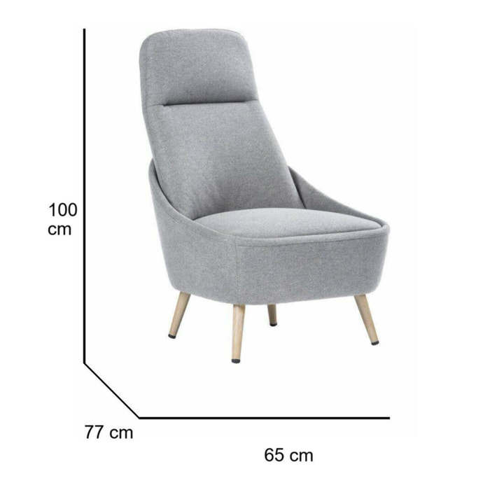 Sedia da ufficio Dunedin, Seduta da attesa per ufficio, Poltrona ergonomica, 77x65h100 cm, Grigio