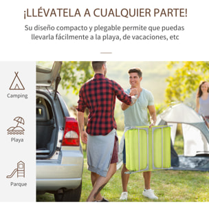 Tumbona Plegable y Reclinable con Reposacabezas y Respaldo Ajustable Verde