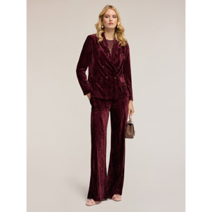 Motivi - Pantalones palazzo de terciopelo efecto plisado - Burgundy