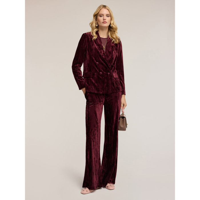Motivi - Pantalones palazzo de terciopelo efecto plisado - Burgundy