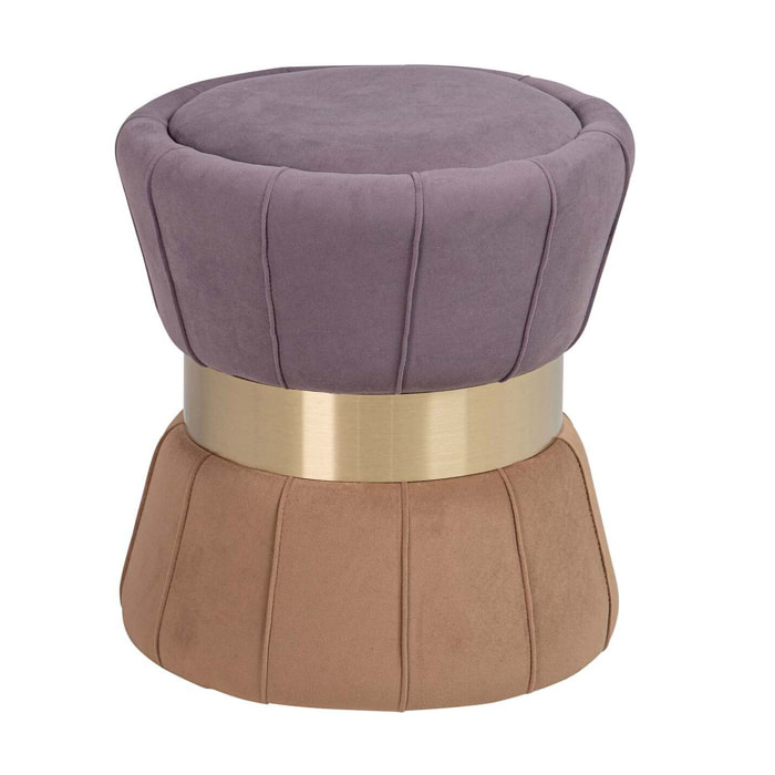 Puff Velvet Morado Naranja 40x40x44 Cm