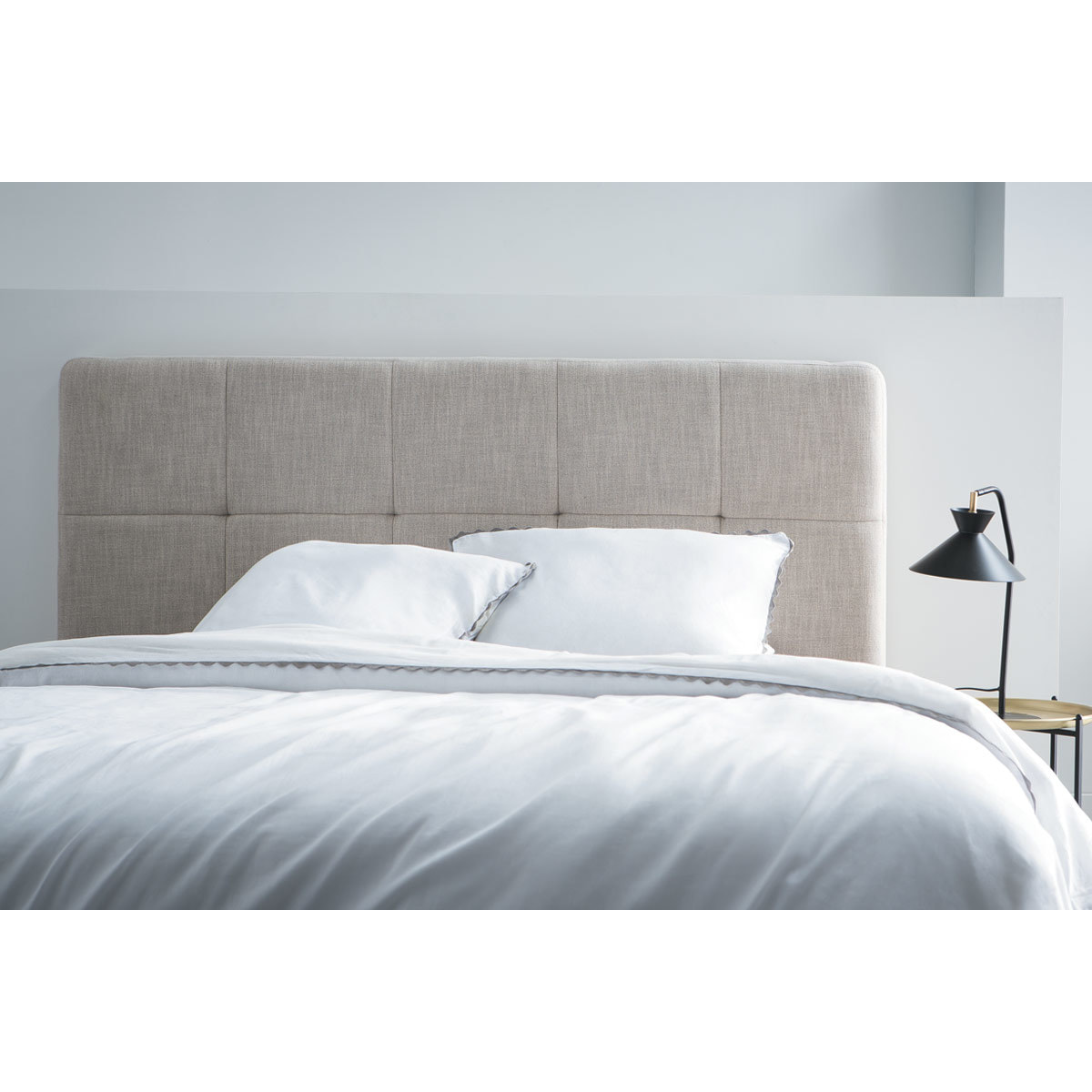 Tête de lit en tissu beige crème L160 cm CLOVIS