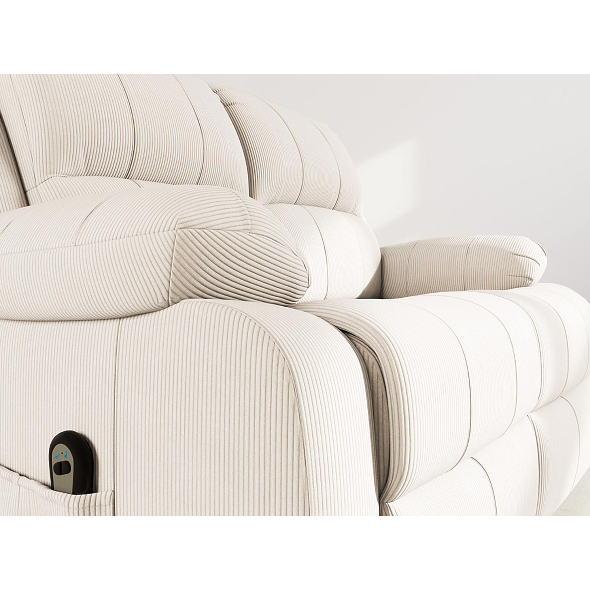 Armand - Canapé 2 places relax électrique en velours côtelé - Beige