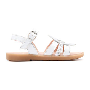 Sandalias Abiertas de Niña Brillantes en Blanco