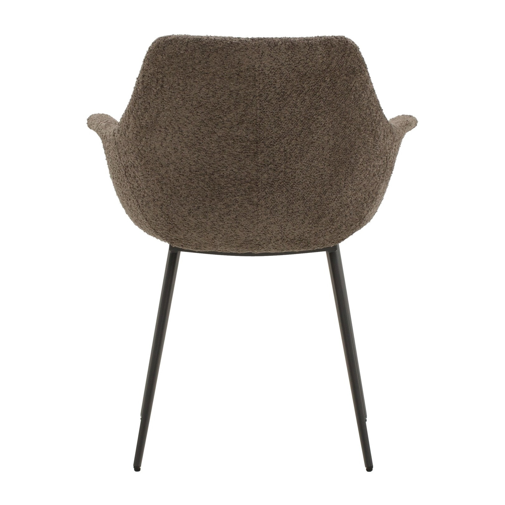 Set di 2 sedie MIRASIERRA in tessuto marrone effetto bouclé e gambe in metallo nero, con braccioli