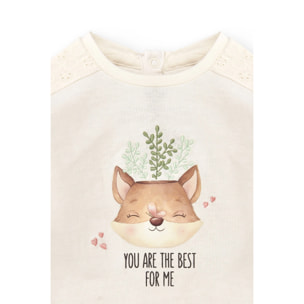 T-shirt Bambino A Maniche Lunghe Con Stampa Foxy Colore Ecru