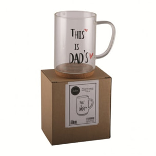 Mug en verre fond liege inscription dad