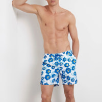 Boxer de bain - coupe classique - bleu et blanc
