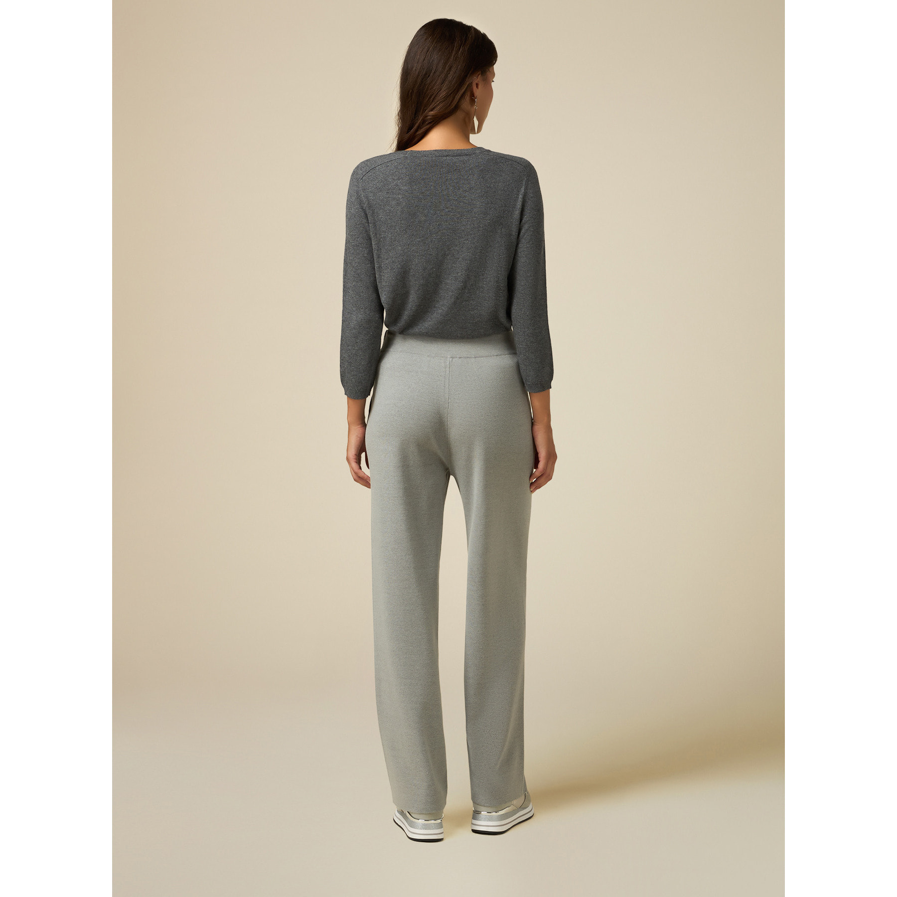 Oltre - Knitted palazzo trousers - Gris