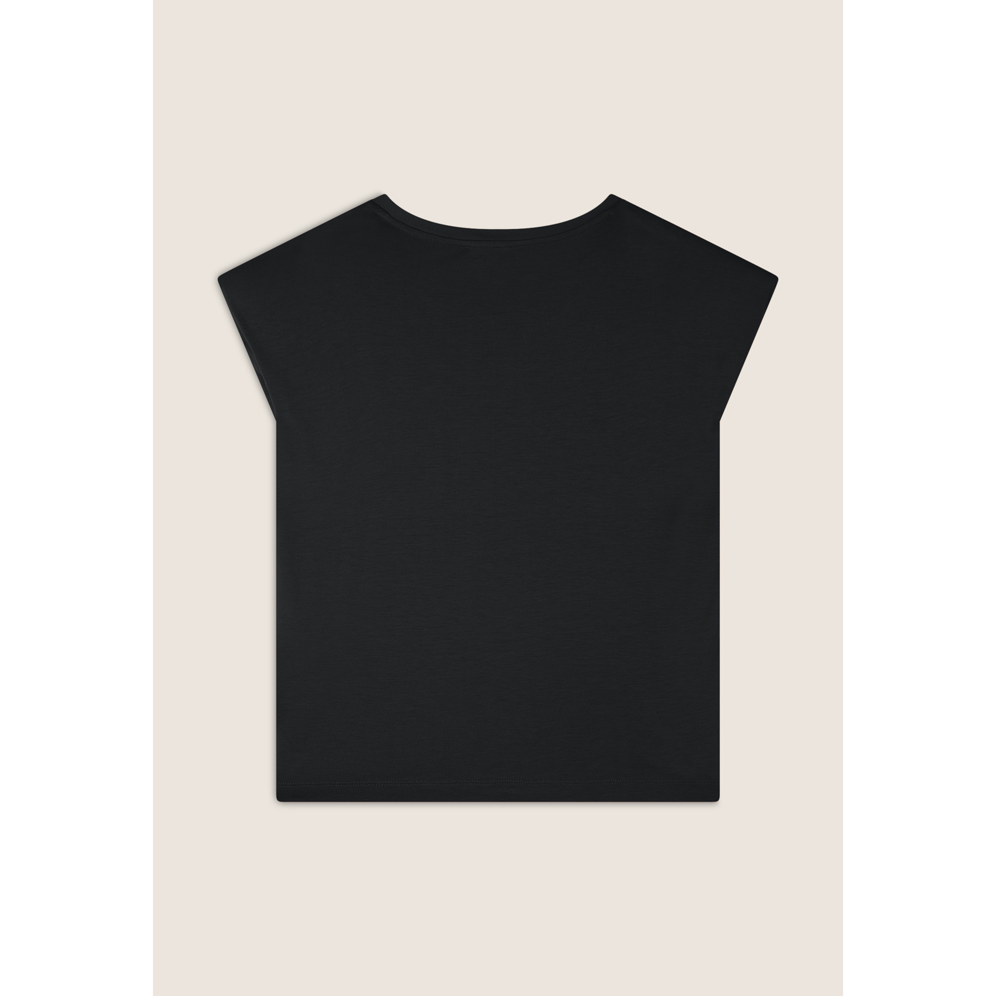 T-shirt cropped senza maniche in jersey viscosa con grafica