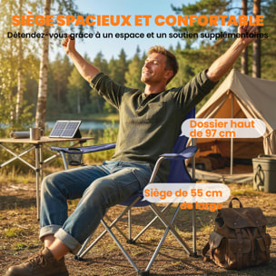 Lot de 2 chaises de camping pliables avec porte-gobelets et sac transport bleu foncé