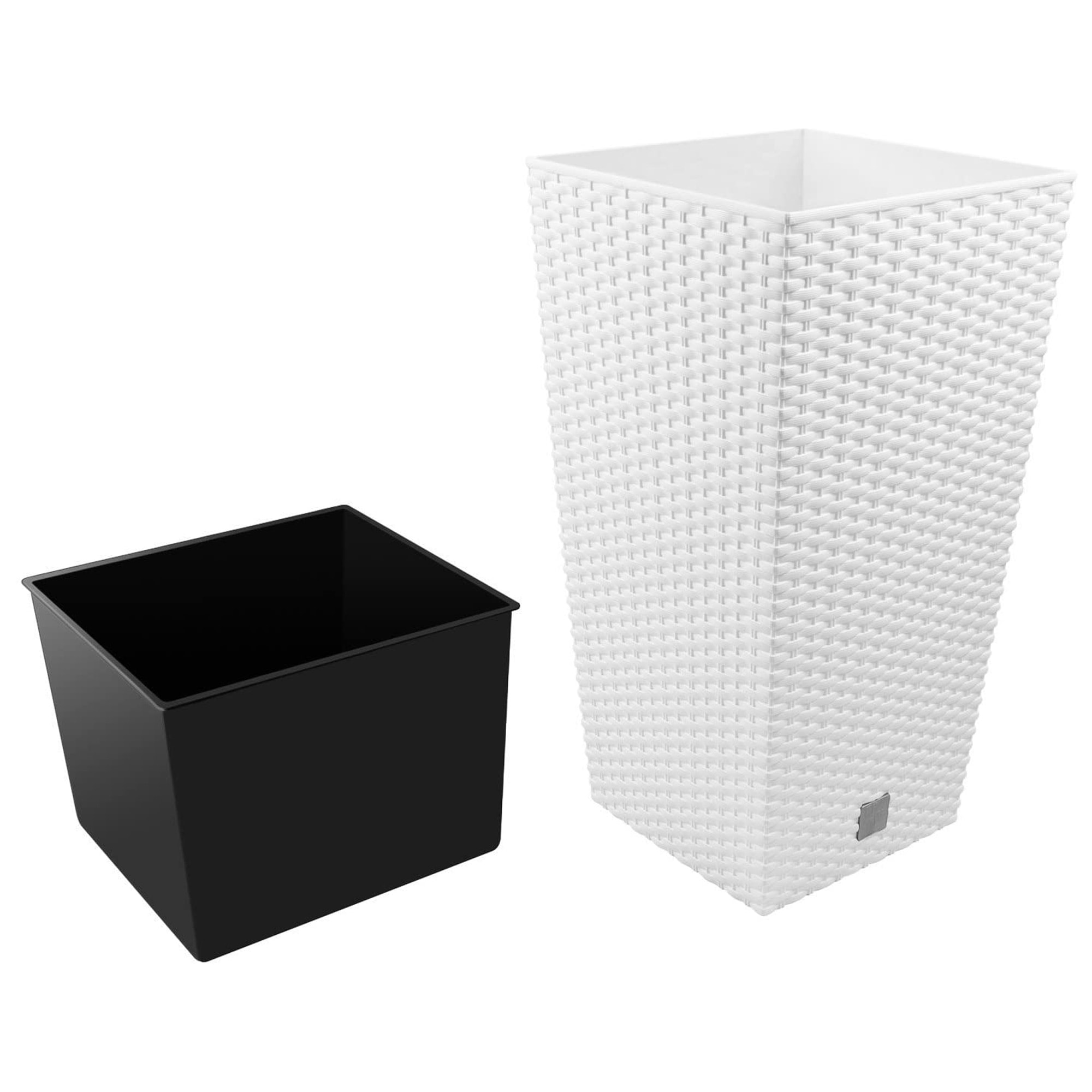 Maceta Rattan effect de 11,4 litros con inserto para plantar en color blanco