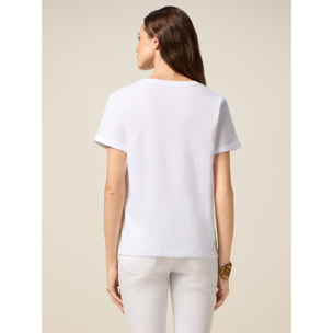 Oltre - Camiseta con estampado y aplicaciones - Blanco