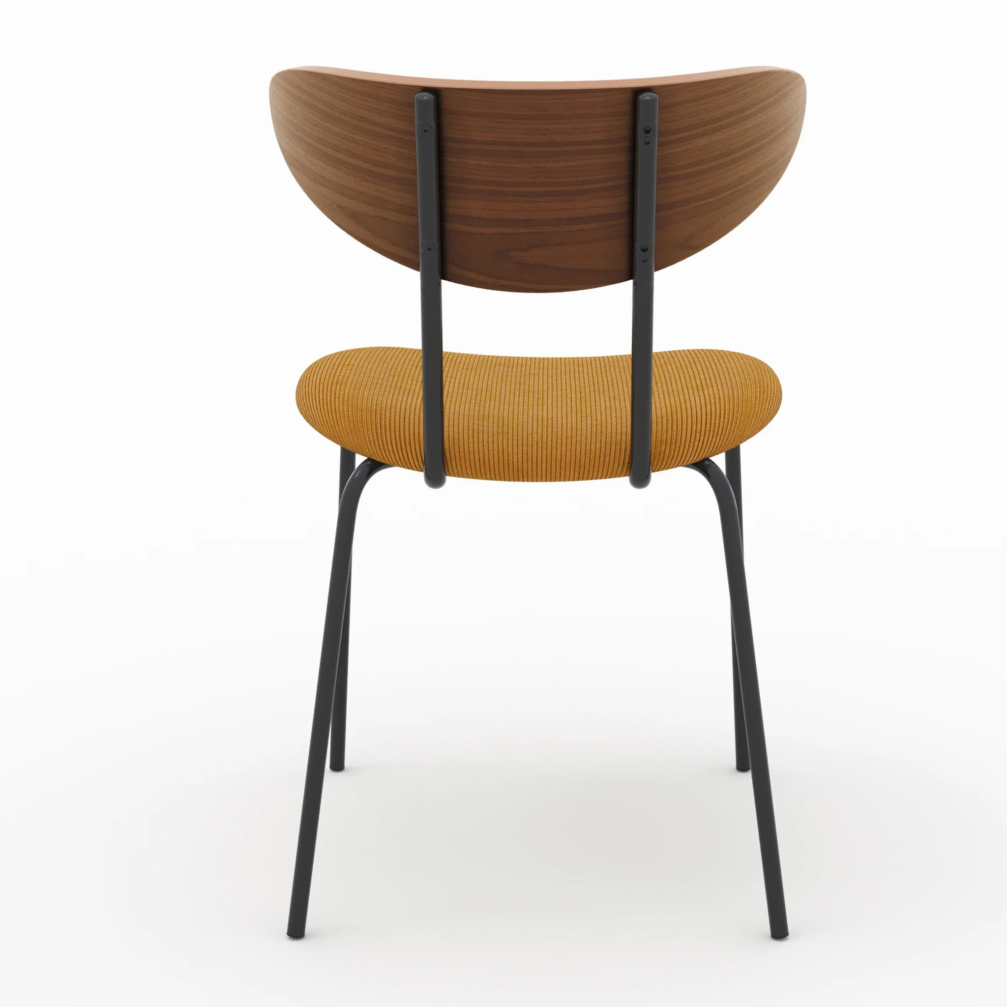 Lot de 2 chaises en velours côtelé jaune moutarde et bois de noyer - Jade