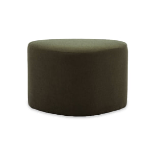 tabouret. pouf en forme de galet en tissu kaki foncé. TAO L 60 x P 44 x H 40cm