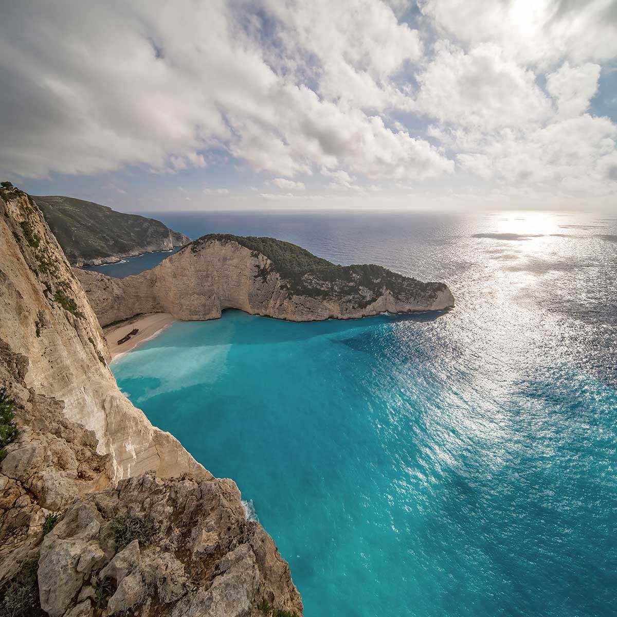 Poster bleu méditerranéen Affiche + cadre en bois - Noir