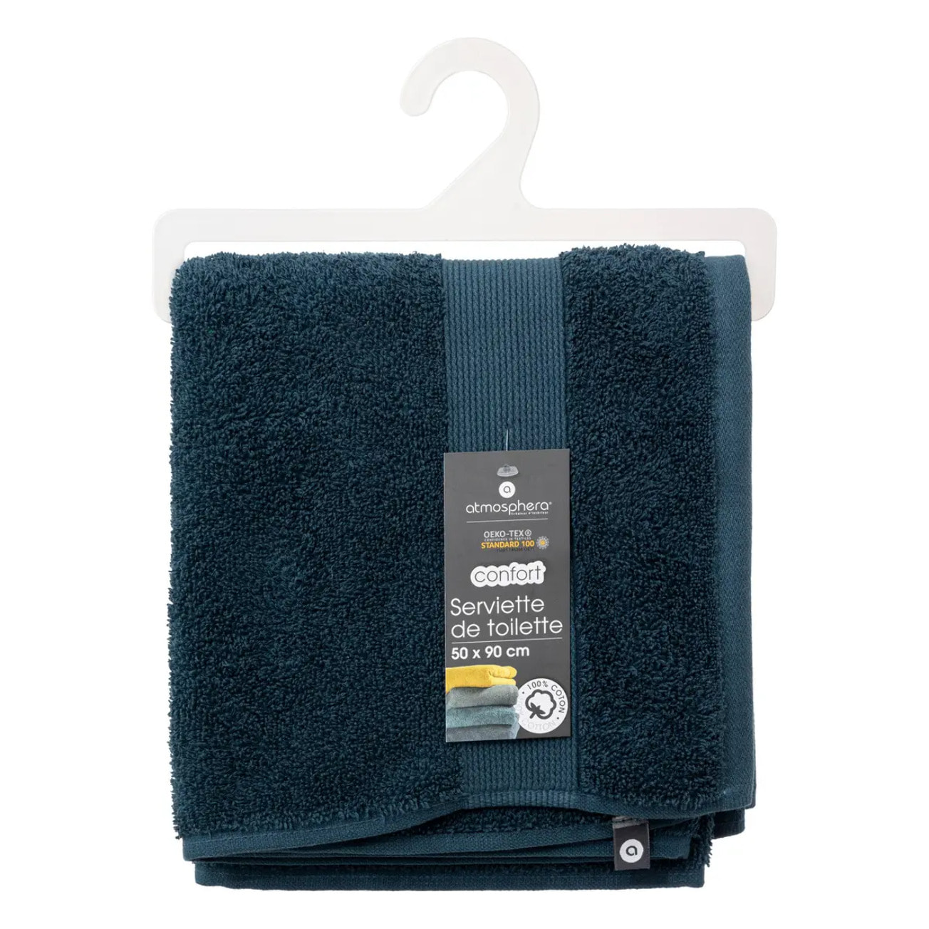 Serviette de toilette "Praia" en coton 50x90cm bleu égéen