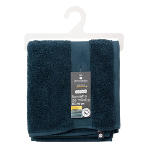 Serviette de toilette "Praia" en coton 50x90cm bleu égéen