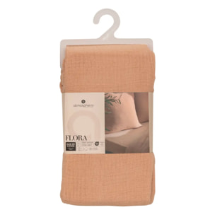 Drap housse "Flora" gaze de coton rose 160x200cm