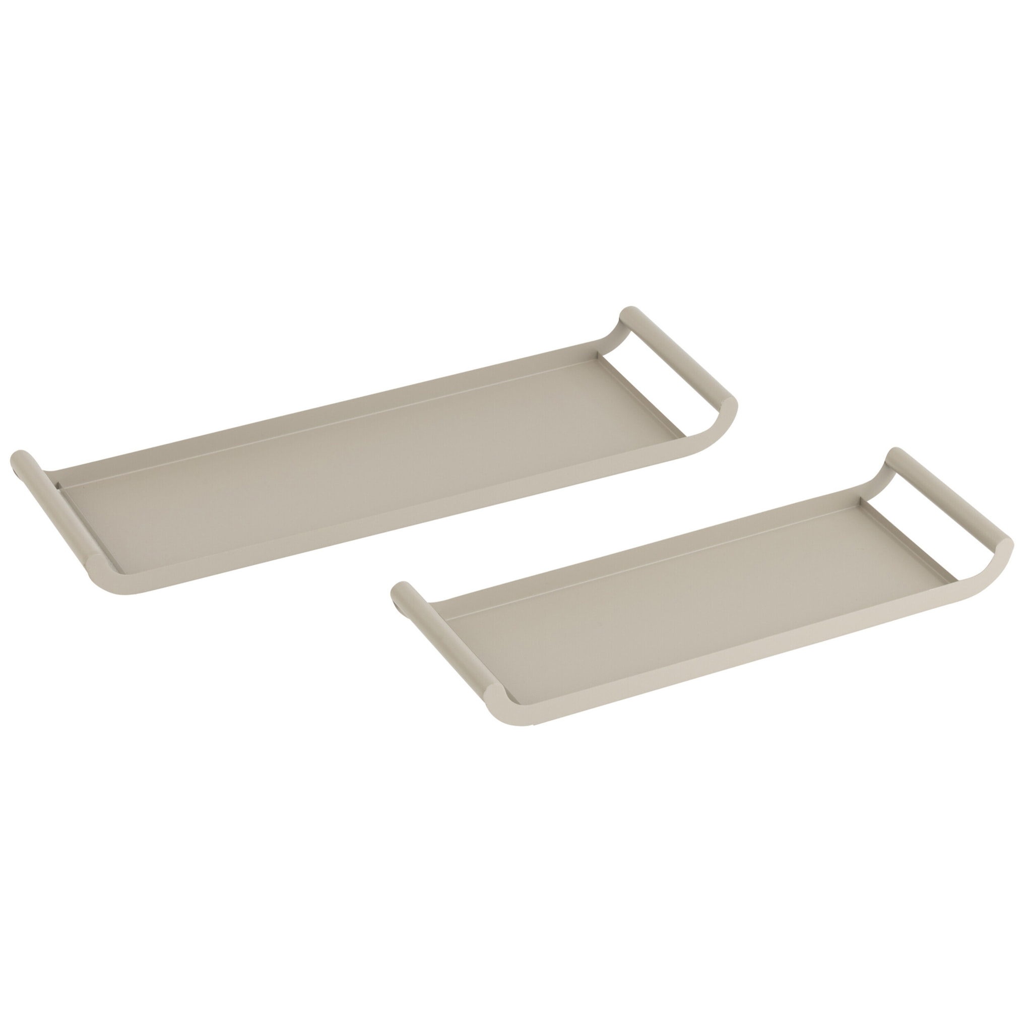 J-Line plateau Rectangle - métal - gris - set de 2