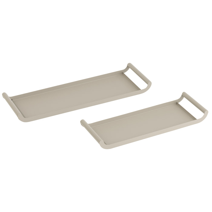 J-Line plateau Rectangle - métal - gris - set de 2