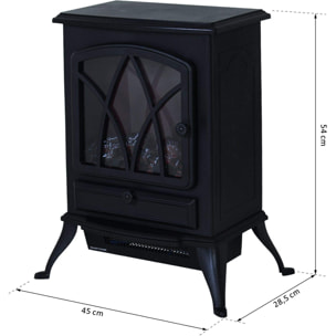 Estufa Eléctrica tipo Chimenea Calefactor de Leña 900W/1800W 41.5x28x54cm Negra