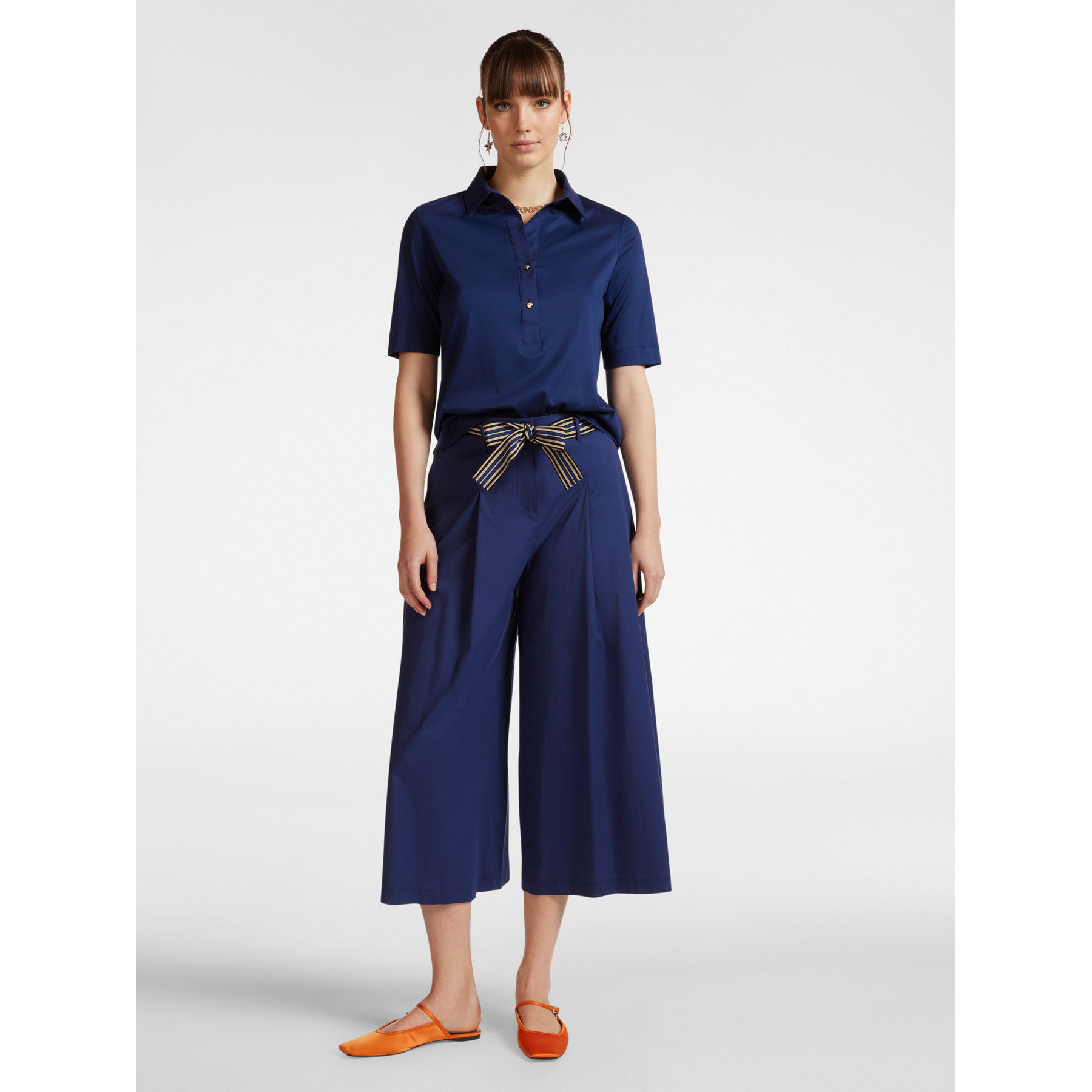Elena Mirò - T-shirt con colletto e bottoni - Blu