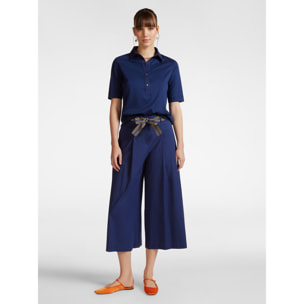 Elena Mirò - T-shirt con colletto e bottoni - Blu