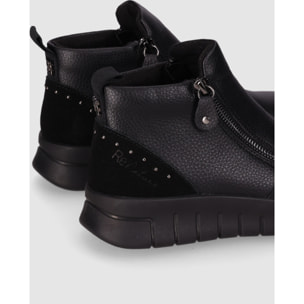 Botines de Piel - Negro - Tacón: Bajo