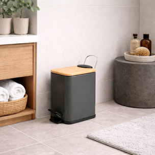 Cubo de basura con pedal ERIK de 5L en color Antracita - 14x28x29cm