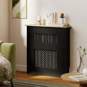 Cubre Radiadores, Cubreradiador de MDF, 78x19x81 cm, Cubierta para Radiador, Diseño Moderno de Listones y Nido de Abeja, para Salón, Dormitorio, Negro