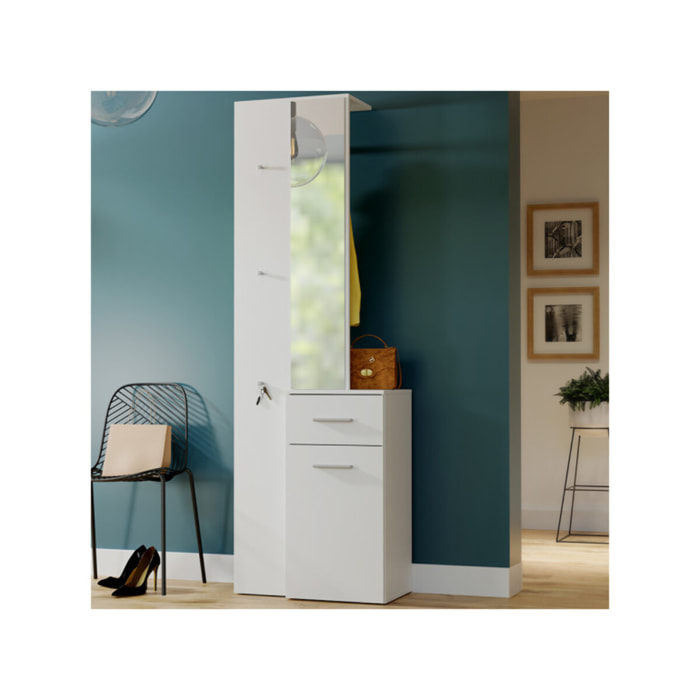 Vestiaire en bois avec rangements et miroir - ROLL
