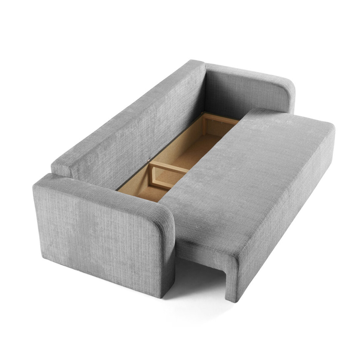 Miro - canapé droit 3 places - convertible avec coffre - en velours texturé - Gris