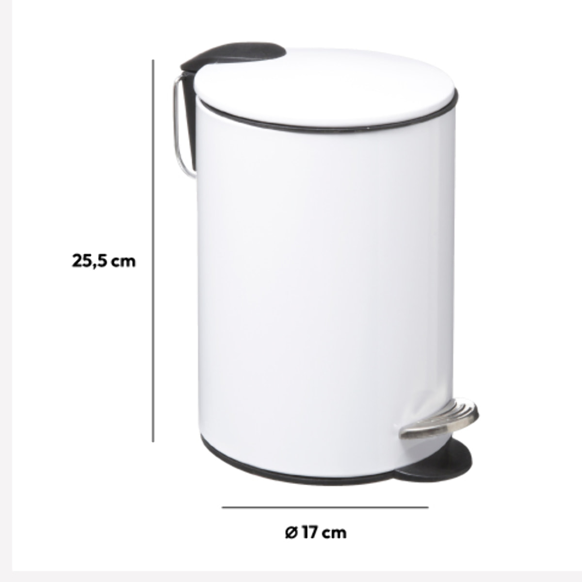 Poubelle métal Soft Close 3L Blanc Colorama