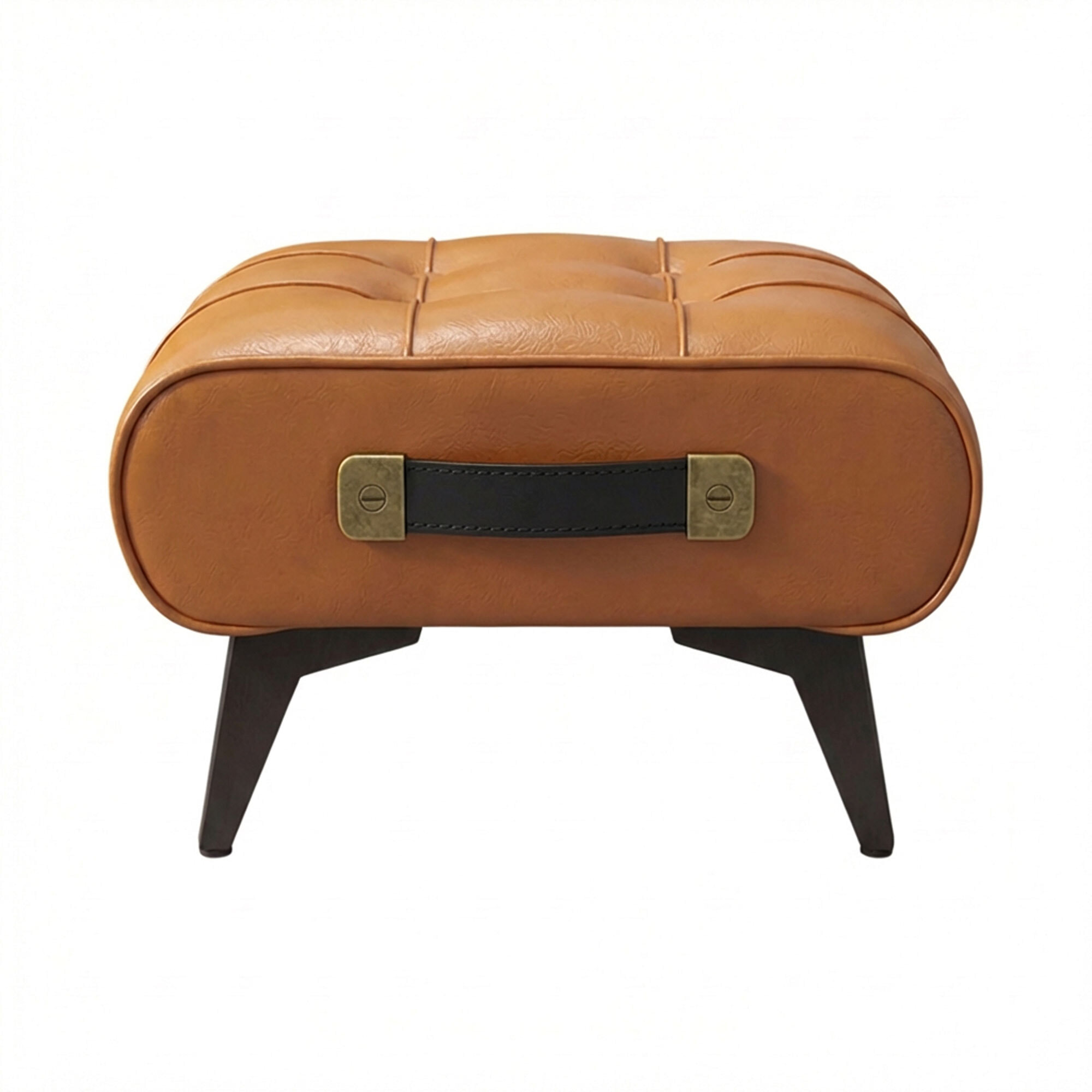 Kumo - Sgabello Pouf Ottomano Moderno 35,5x25x30 cm Poggiapiedi in Similpelle Cuoio