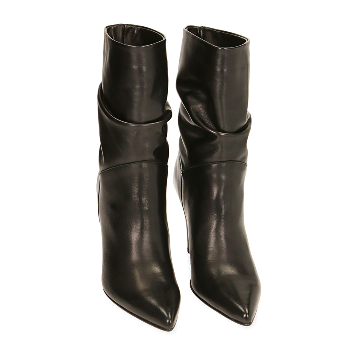 Ankle boots neri in pelle, tacco 10 cm