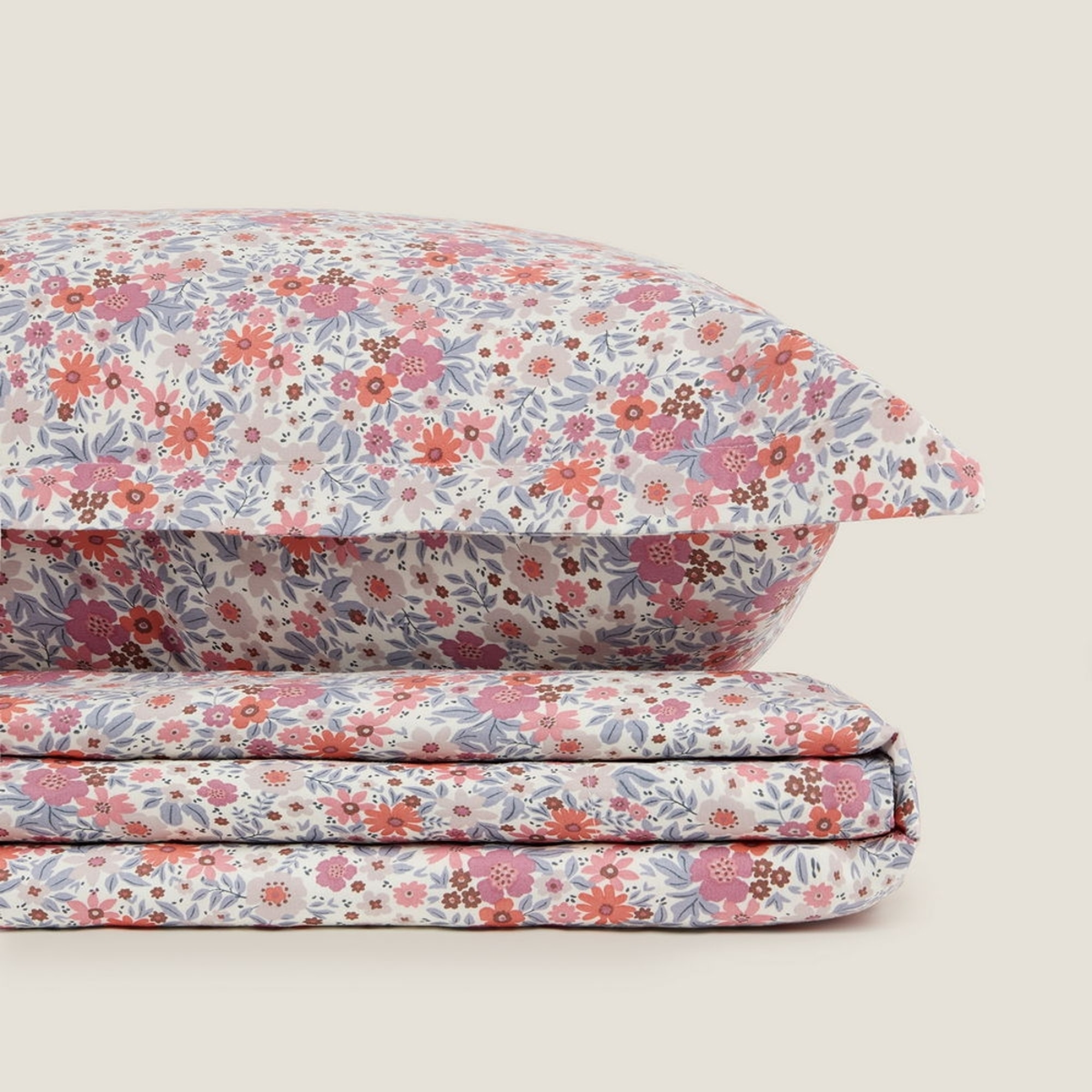 Sábana algodón sostenible flores Onflo color azul 100% Algodón percal