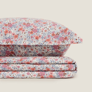 Sábana algodón sostenible flores Onflo color azul 100% Algodón percal