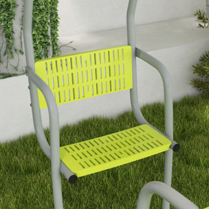 Balançoire 3 agrès portique 2 face à face et balançoire dim. 2,83L x 1,56l x 1,8H m métal époxy PE gris vert