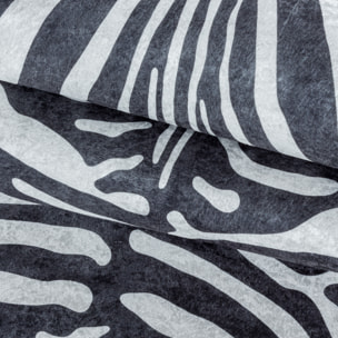 ETOSHA - Tapis imitation peau zèbre noir